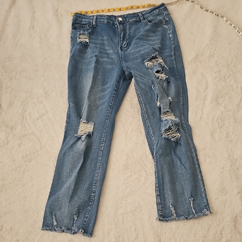 Women's Distressed Blue Jeans